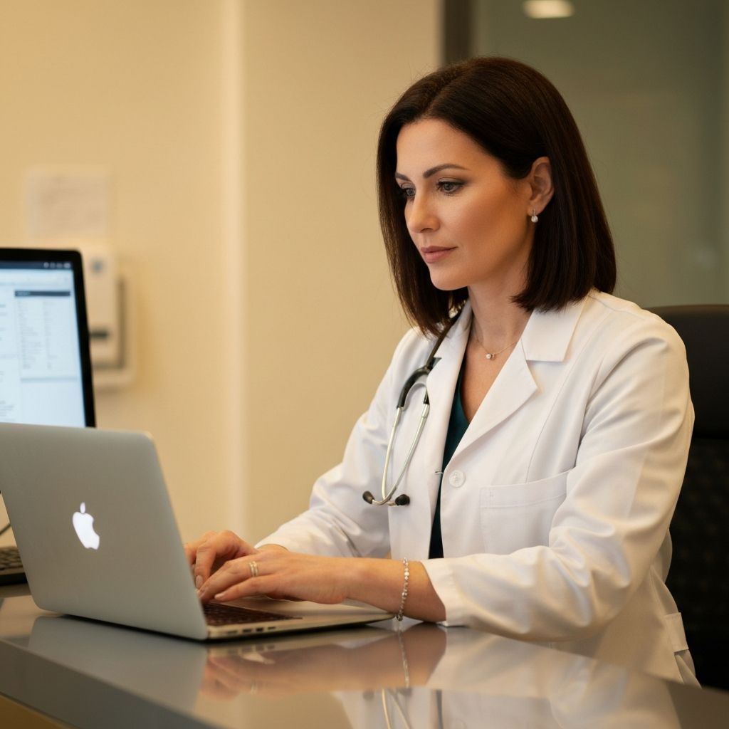 Healthcare professional using ICD-10 Browser software
